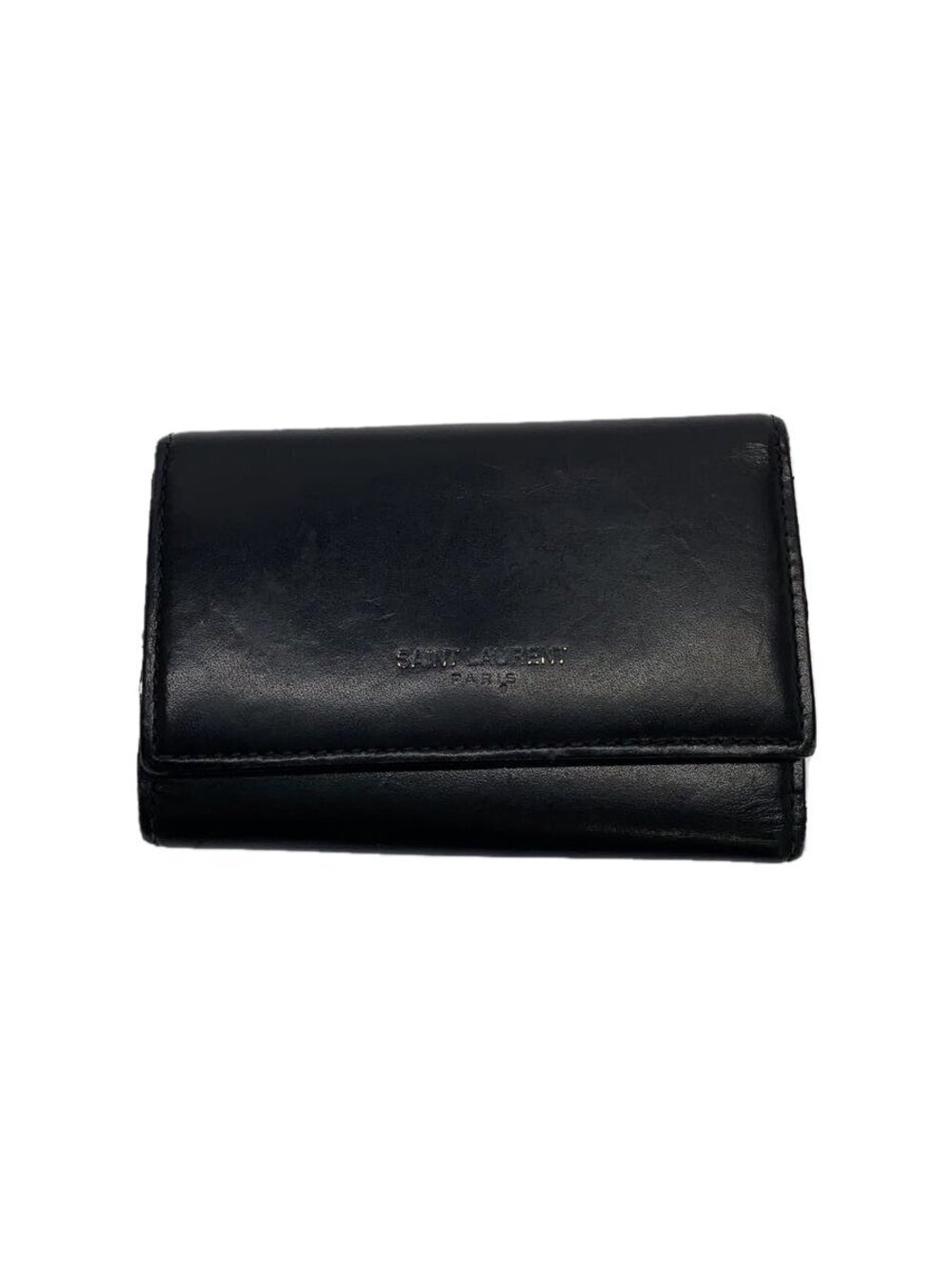 SAINT LAURENT Key Case Wallet Leather Black